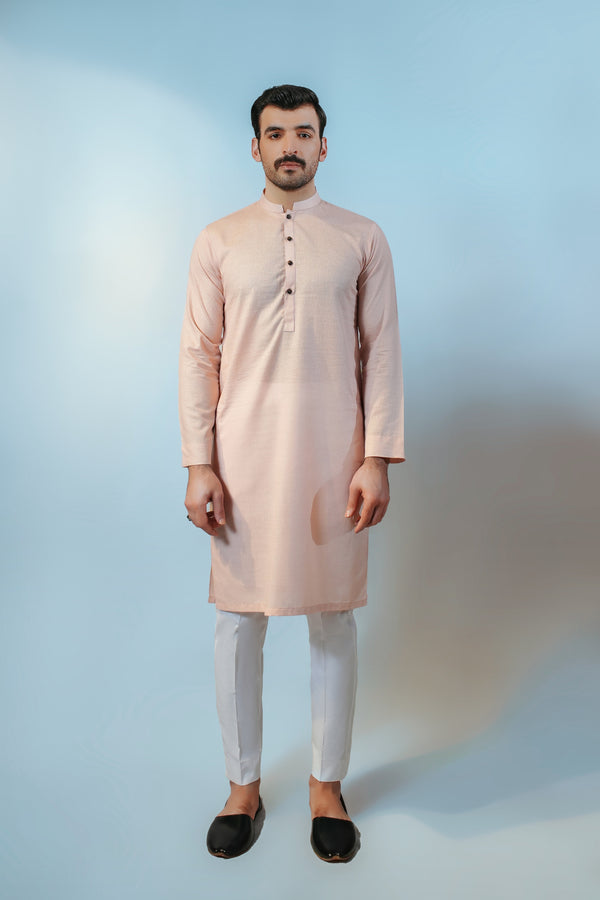 KURTA LAWN KARANDI PEACH