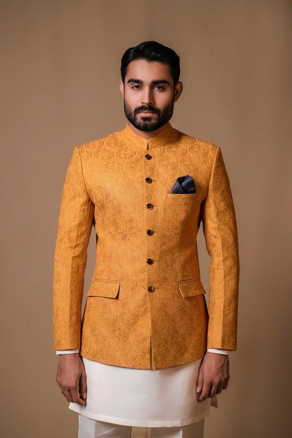 YELLOW EMBROIDERY PRINCE COAT