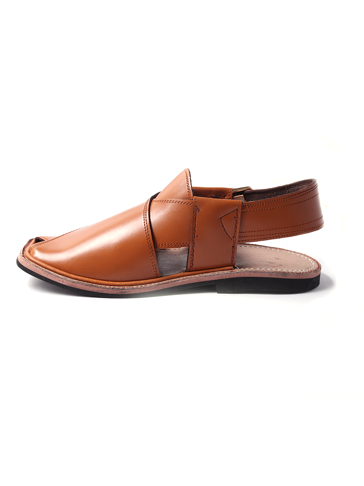 brown pure leather handmade peshawari shoe