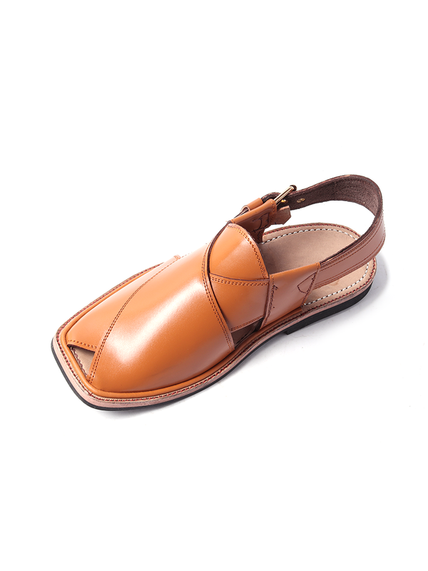 brown pure leather handmade peshawari shoe