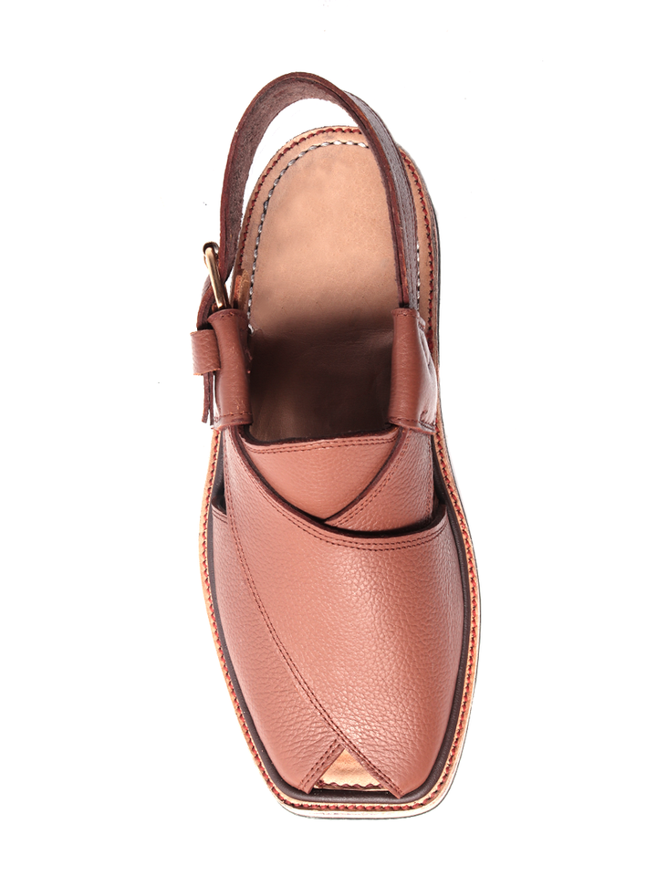 pure leather brown peshawari shoes