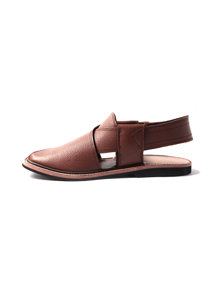 pure leather brown peshawari shoes