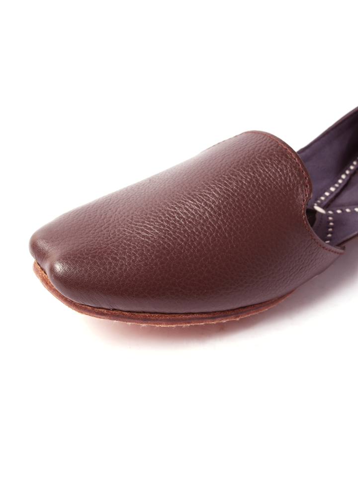 dark brown handmade leather khussa