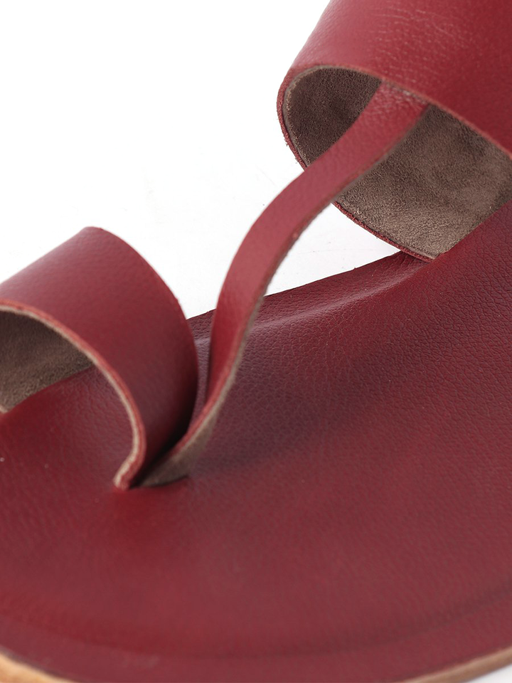 red pure leather handmade kolapuri 