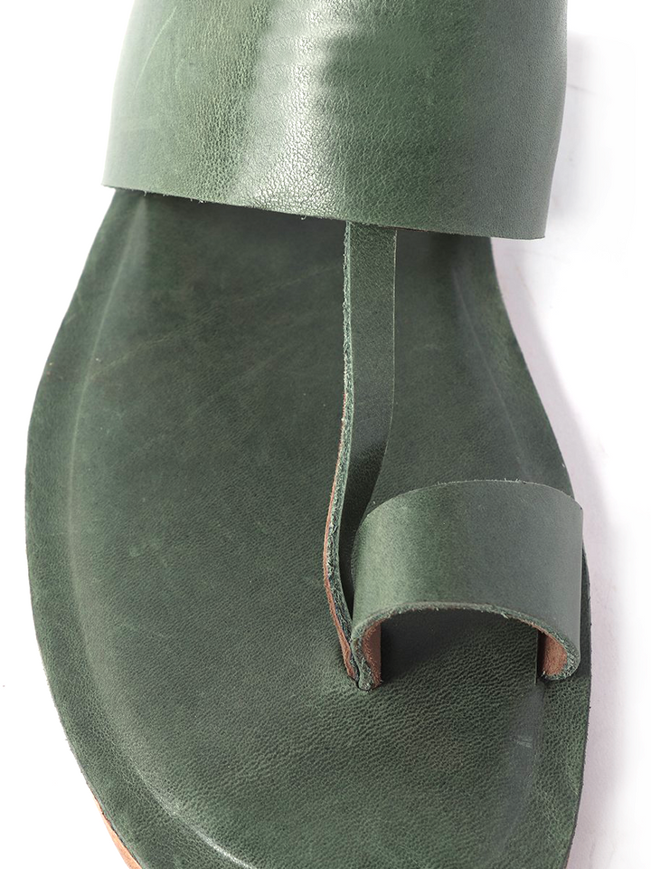 green pure leather handmade kolapuri 