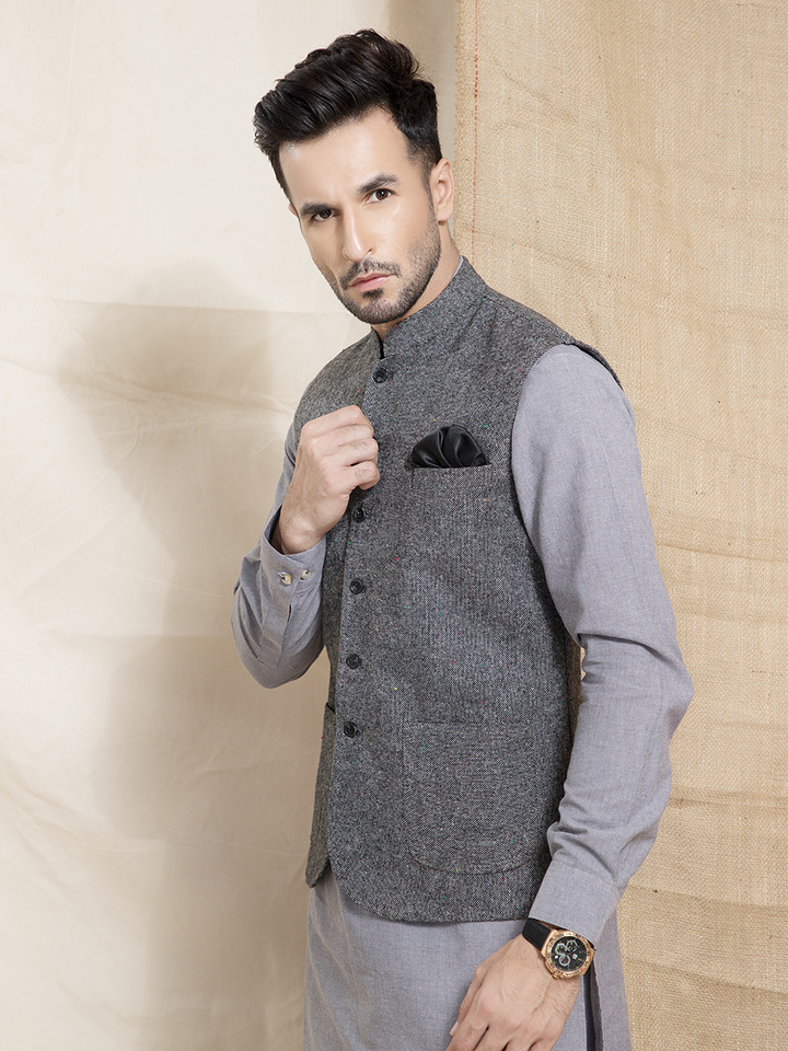 grey wool waistcoat for men