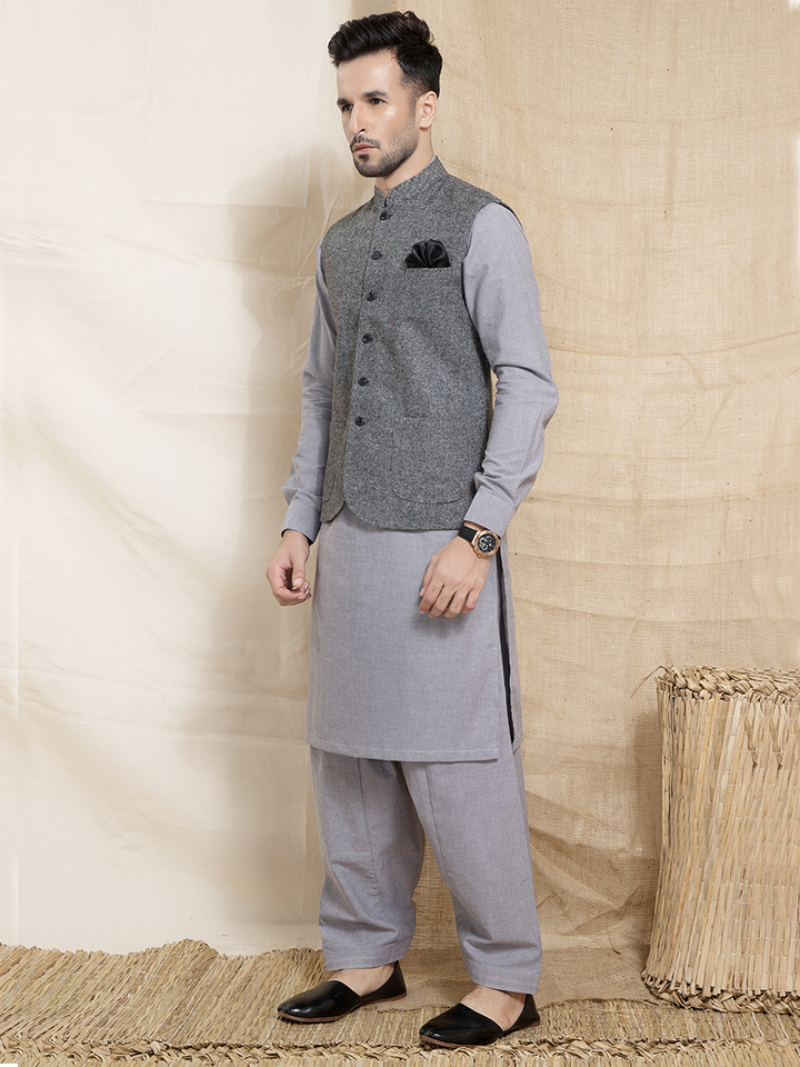 grey wool waistcoat for men