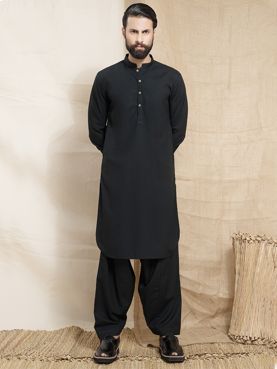 Black Kurta Shalwar Wrinkle Free Nauroz