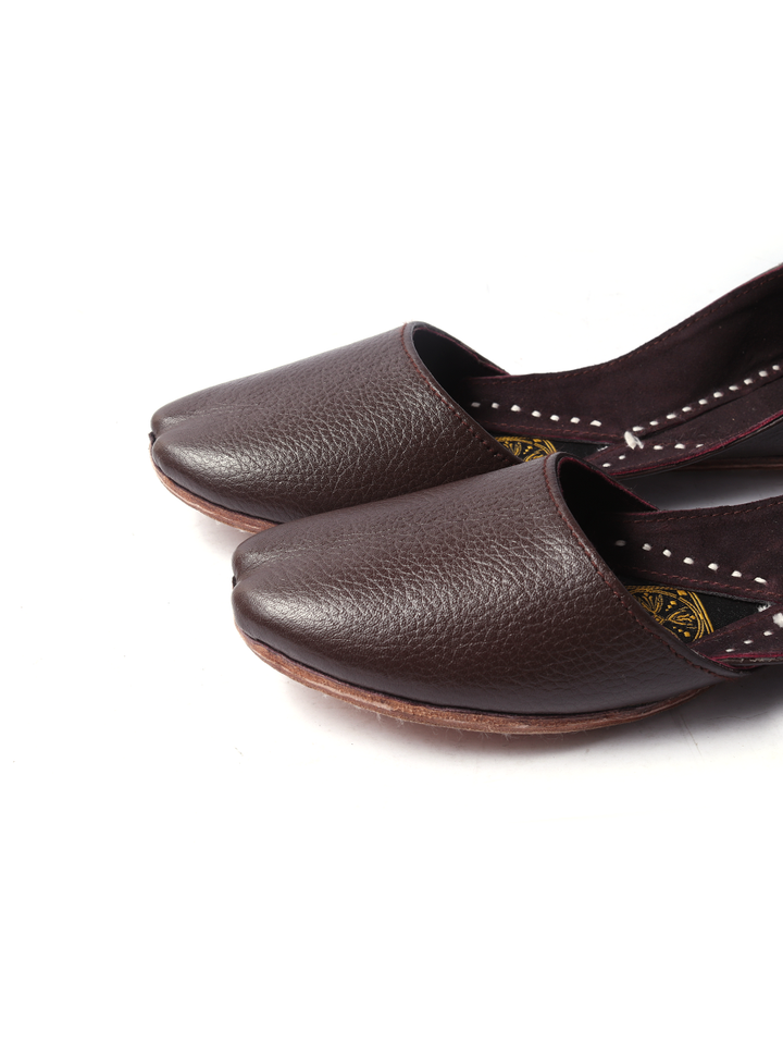 handmade brown pure leather khussa for girls