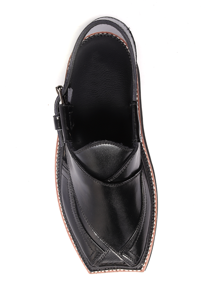 pure leather black handmade shoe