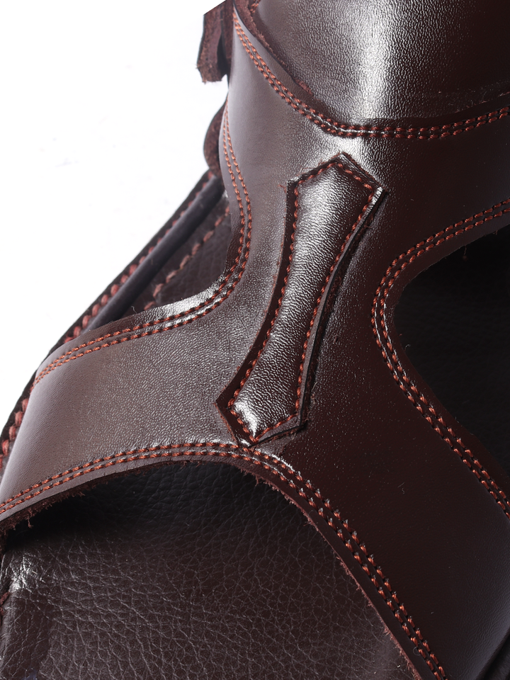 glossy brown pure leather kohati handmade shoe for men
