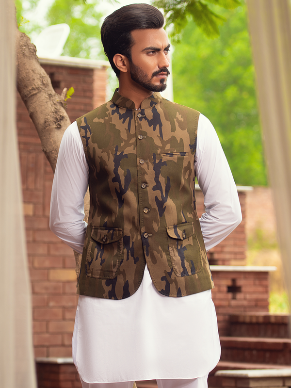camouflage cotton waistcoat for men