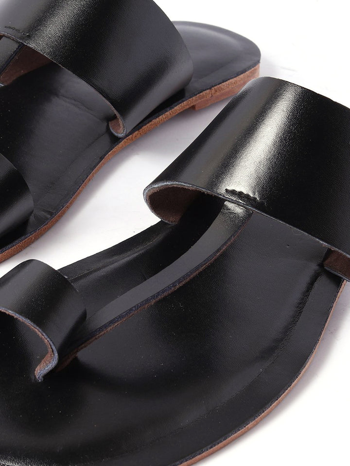 black leather handmade kolapuri