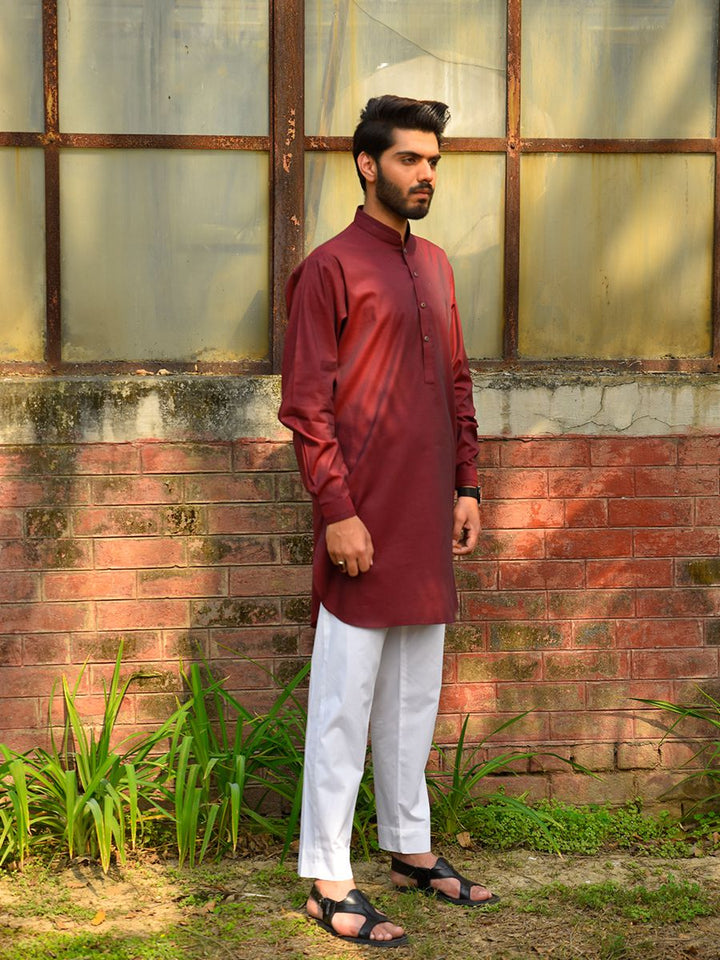 maroon cotton kurta for men